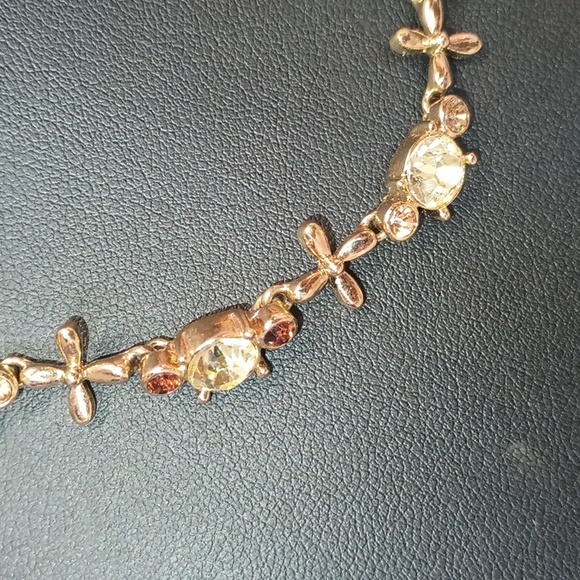 Gold toned vintage necklace with stones - Picture 2 of 5